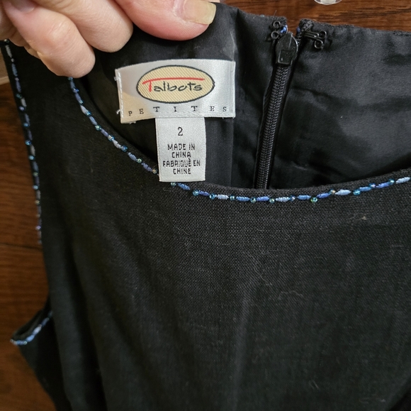 Talbots navy blue floral embroidered cut out sheath dress. - Picture 7 of 7